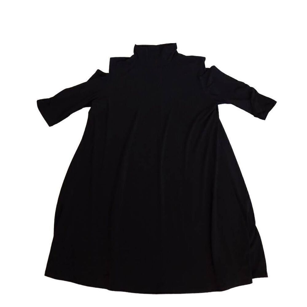 Clara Sun Woo Womens Mock Neck Cold Shoulder Mini Dress Black Size Medium
